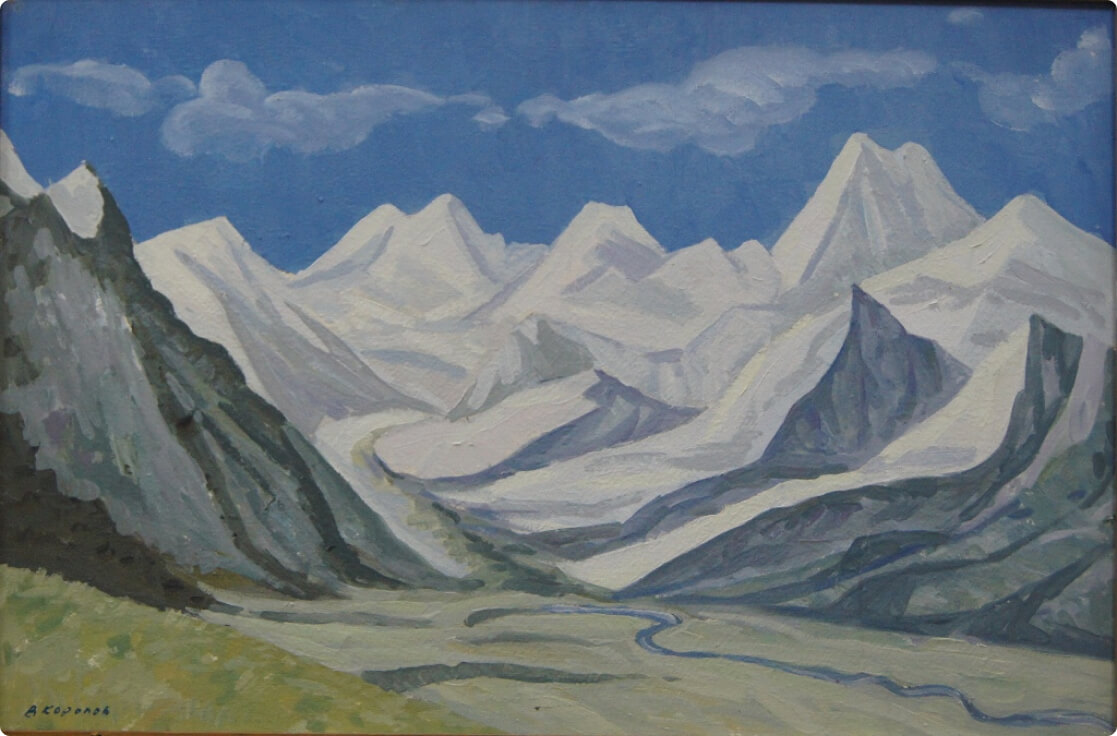 Ледник Семенова в Тянь-Шане. Рисунок В. И. Королёва, 1977