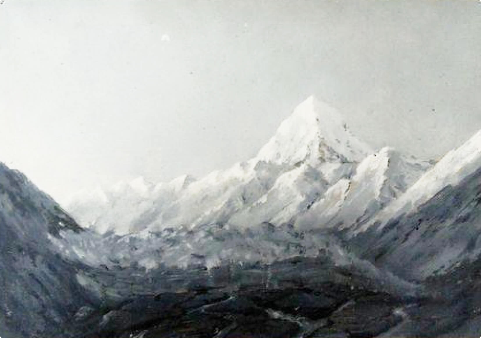 Вид ледяного моря в долине реки Сары-Джаза. Рисунок П. М. Кошарова, 1857